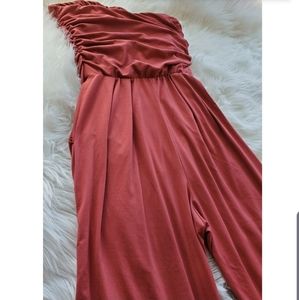 Burnt Orange Strapless Strechy Jump Suite